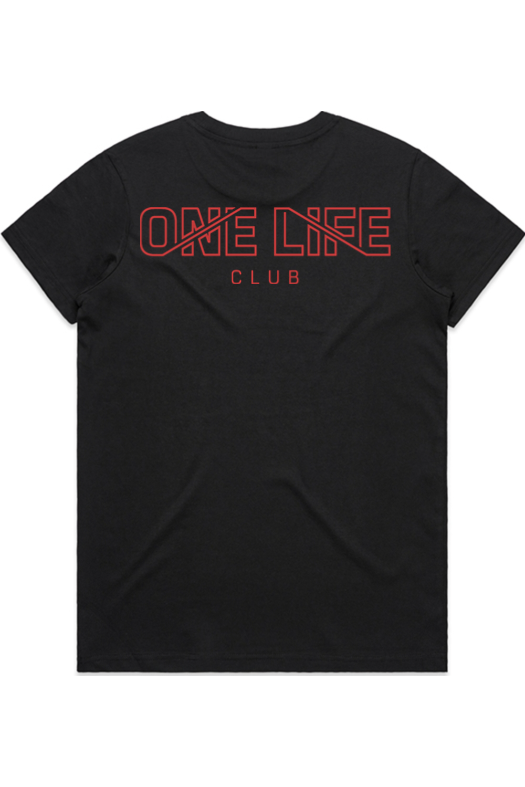 ONE LIFE CLUB LOGO WOMEN MAPLE BLACK TEE | ONE LIFE CLUB