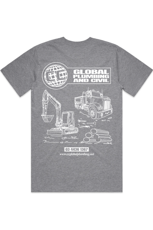 GLOBAL LOGO CLASSIC GREY TEE | CC GLOBAL PLUMBING