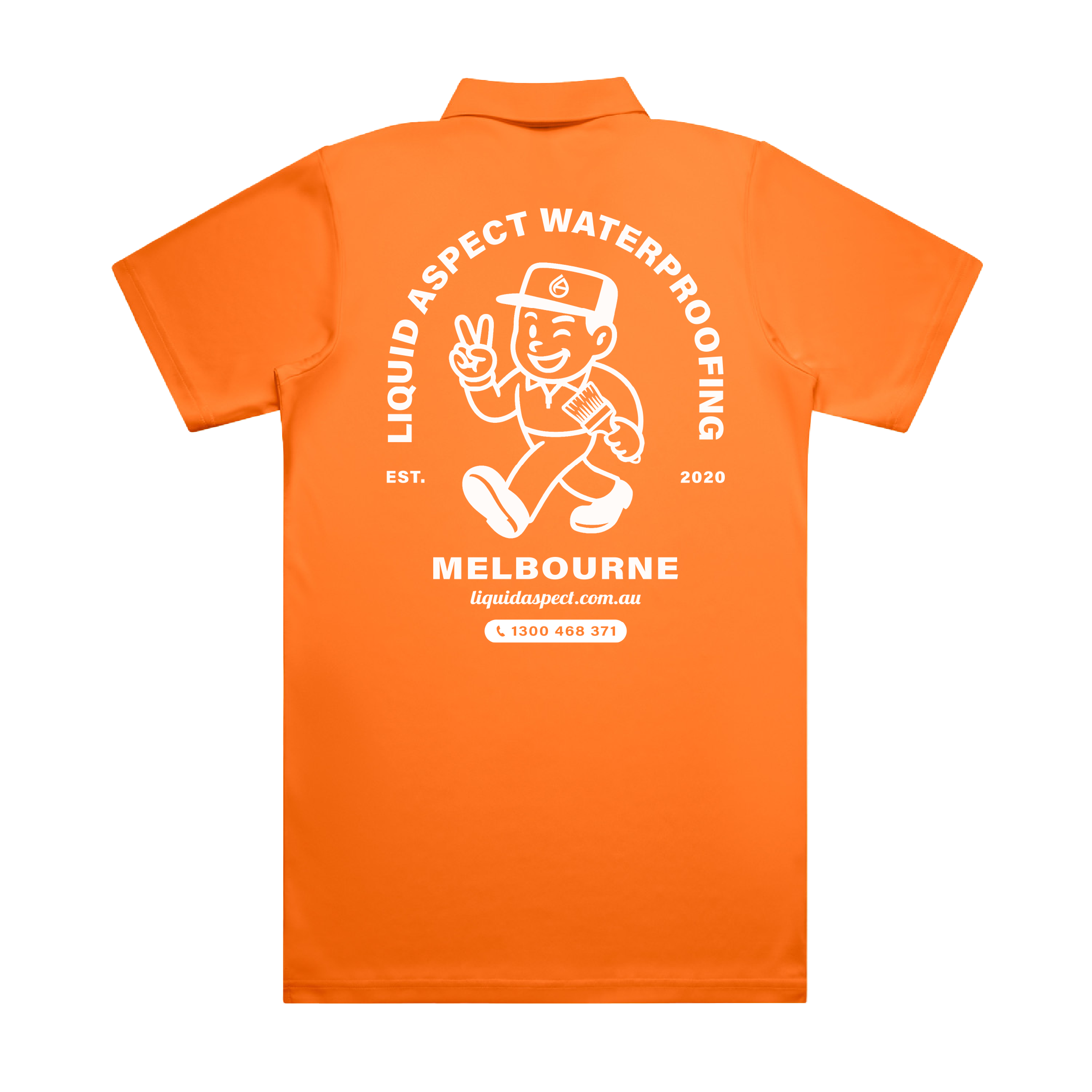 LIQUID ASPECT WATERPROOFING ARCH PRINT ORANGE WORK SAFETY POLO  | LIQUID ASPECT WATERPROOFING