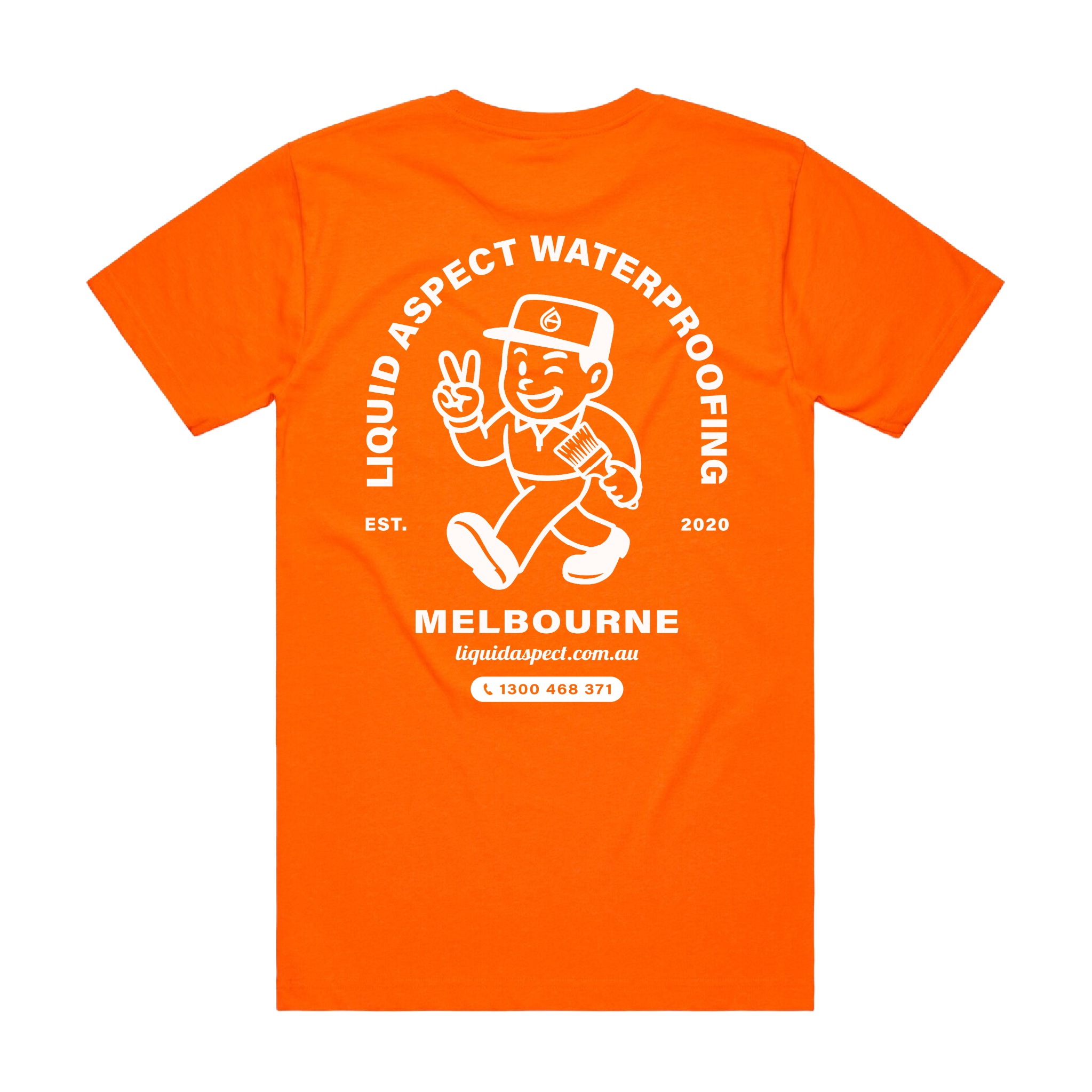 LIQUID ASPECT WATERPROOFING ARCH PRINT HI-VIS ORANGE SAFETY BLOCK TEE  | LIQUID ASPECT WATERPROOFING