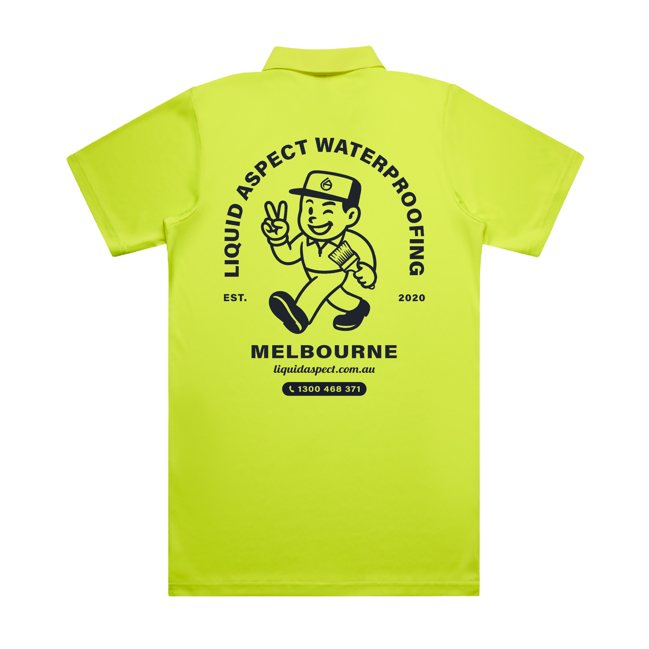 LIQUID ASPECT WATERPROOFING ARCH PRINT YELLOW WORK SAFETY POLO  | LIQUID ASPECT WATERPROOFING