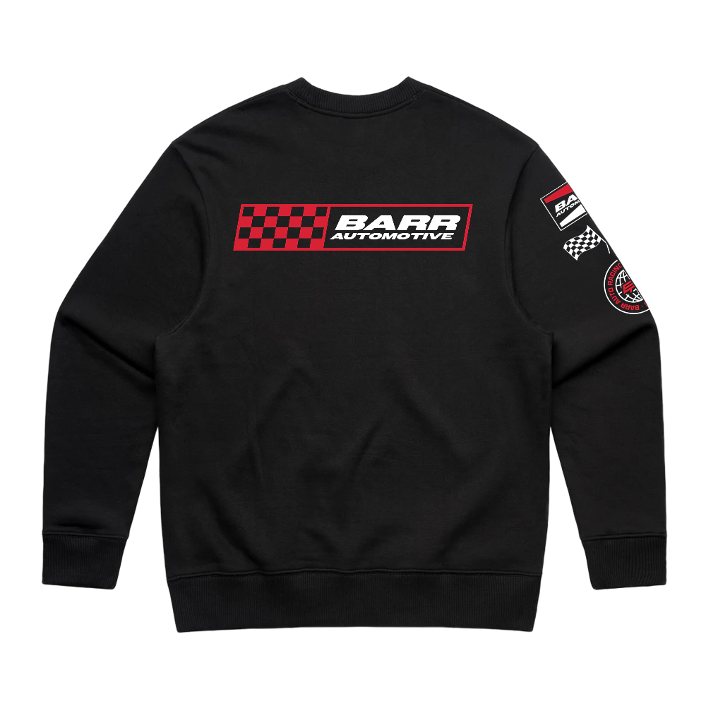 BARR AUTOMOTIVE LOGO HIT BLACK CREWNECK | BARR AUTOMOTIVE