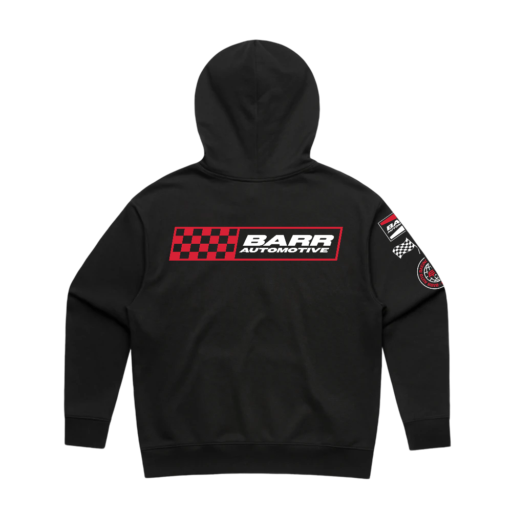BARR AUTOMOTIVE LOGO HIT BLACK WOMENS HOODIE | BARR AUTOMOTIVE