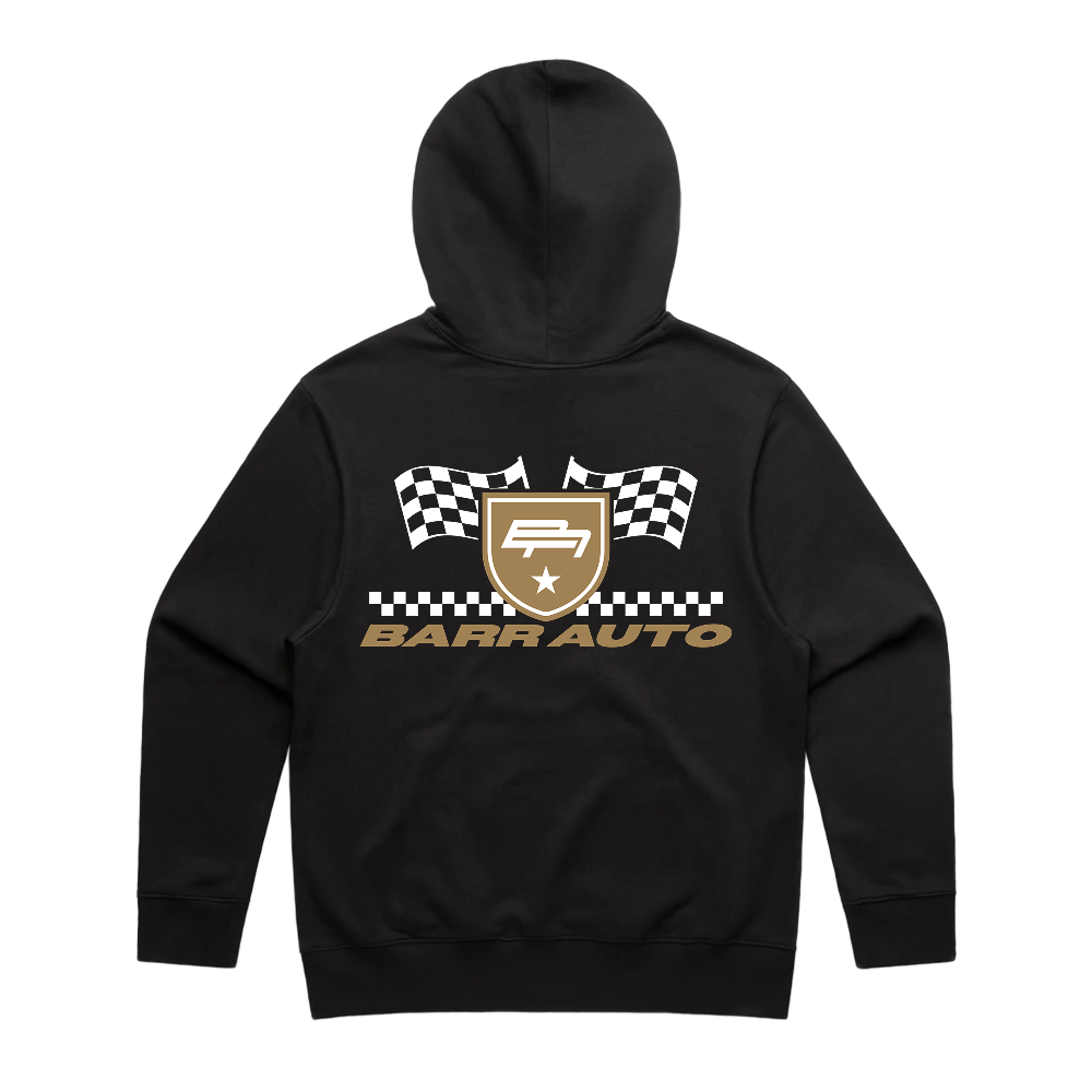 BARR AUTOMOTIVE RACING GOLD BLACK HOODIE | BARR AUTOMOTIVE