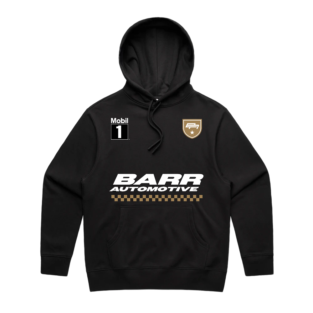 BARR AUTOMOTIVE RACING GOLD BLACK HOODIE | BARR AUTOMOTIVE