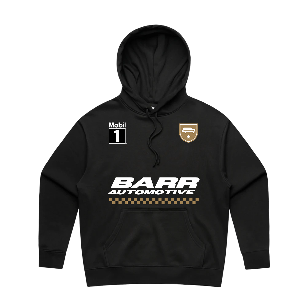 BARR AUTOMOTIVE RACING GOLD BLACK WOMENS HOODIE | BARR AUTOMOTIVE