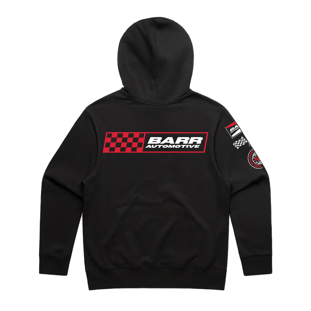 BARR AUTOMOTIVE LOGO HIT BLACK HOODIE | BARR AUTOMOTIVE