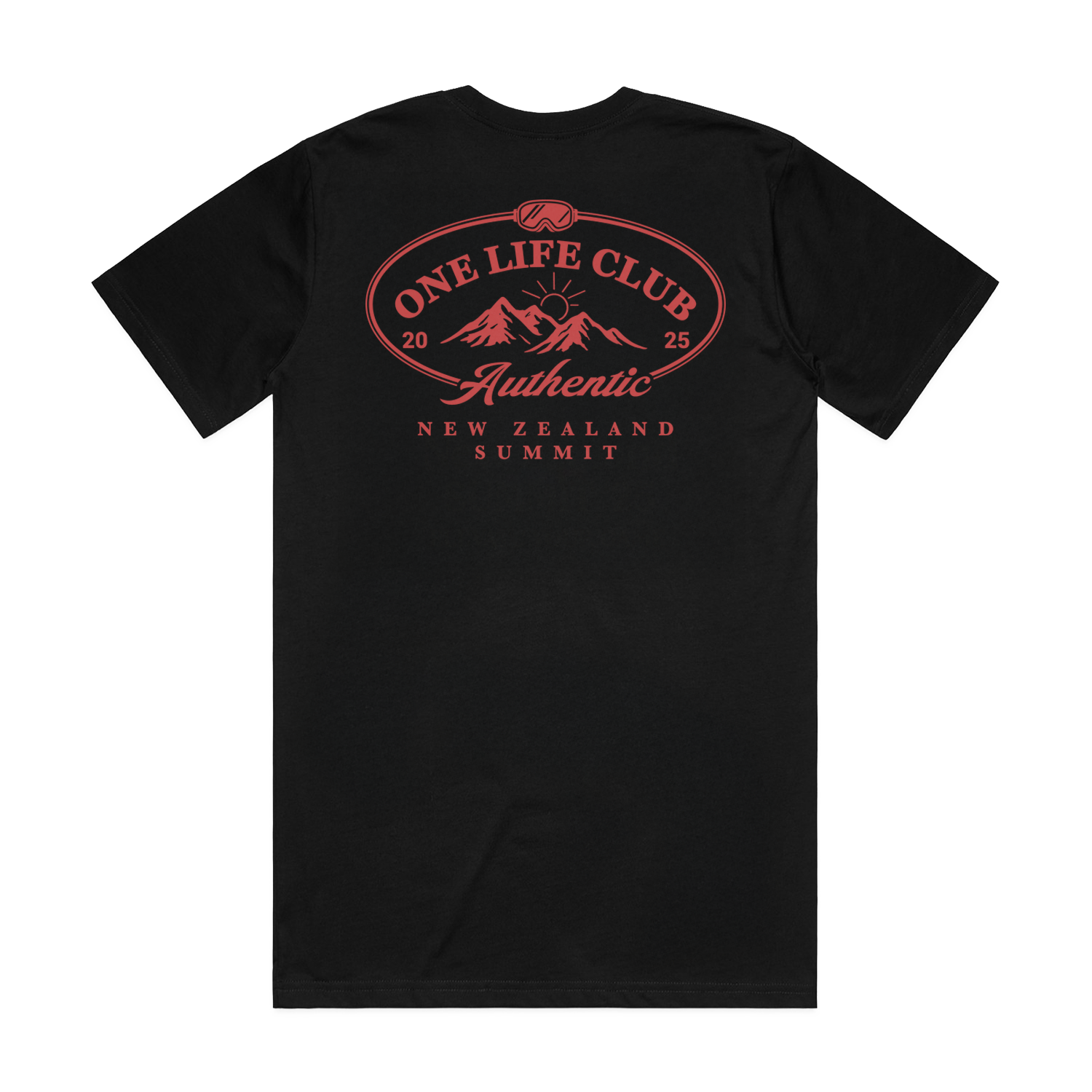 ONE LIFE CLUB NEW ZEALAND SUMMIT 2025 CLASSIC BLACK TEE | ONE LIFE CLUB