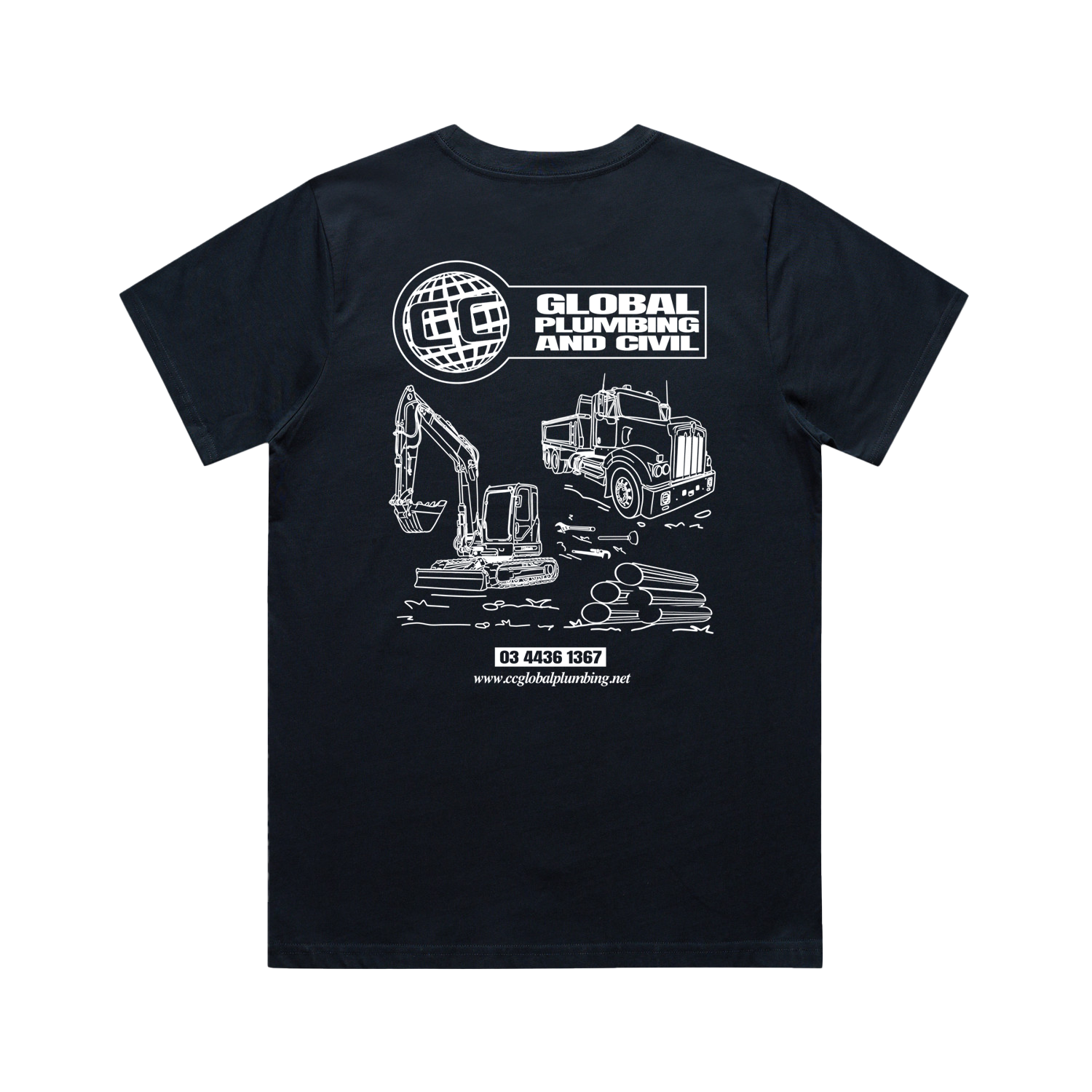 GLOBAL LOGO WOMEN CLASSIC NAVY TEE | CC GLOBAL PLUMBING