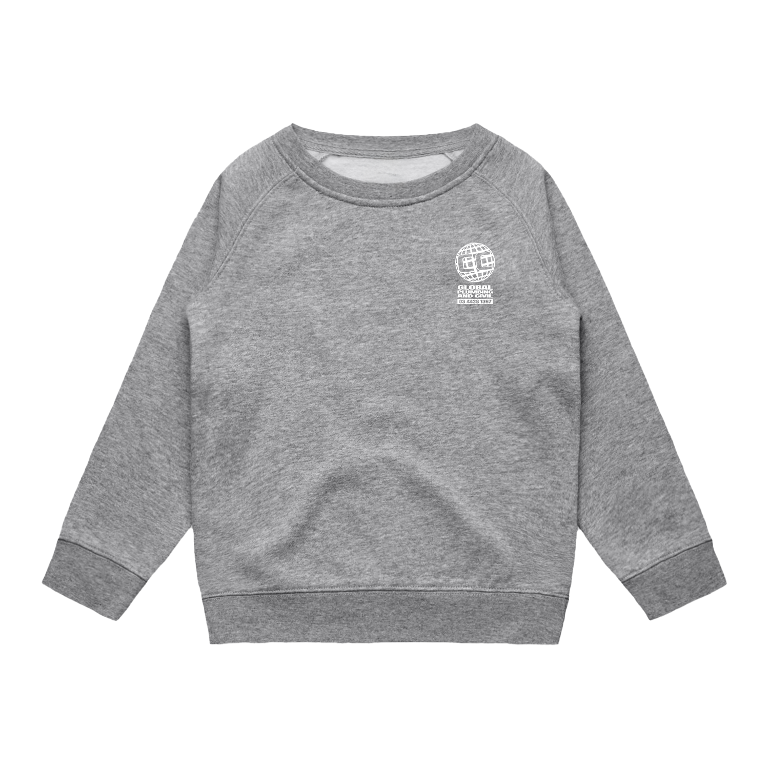 CC GLOBAL PLUMBING LOGO KIDS SUPPLY GREY CREW | CC GLOBAL PLUMBING