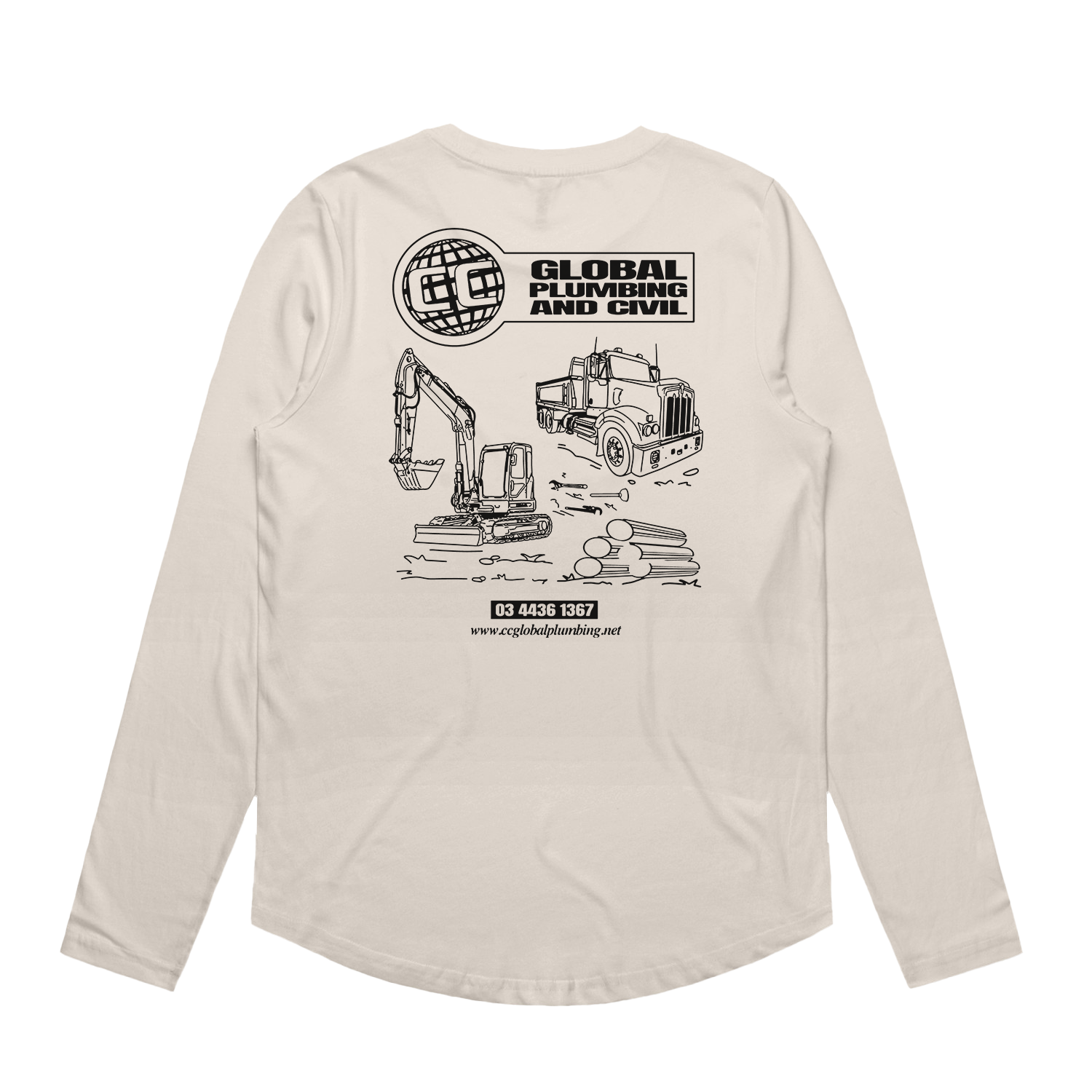 CC GLOBAL PLUMBING LOGO WO'S MAPLE BONE L/S TEE | CC GLOBAL PLUMBING
