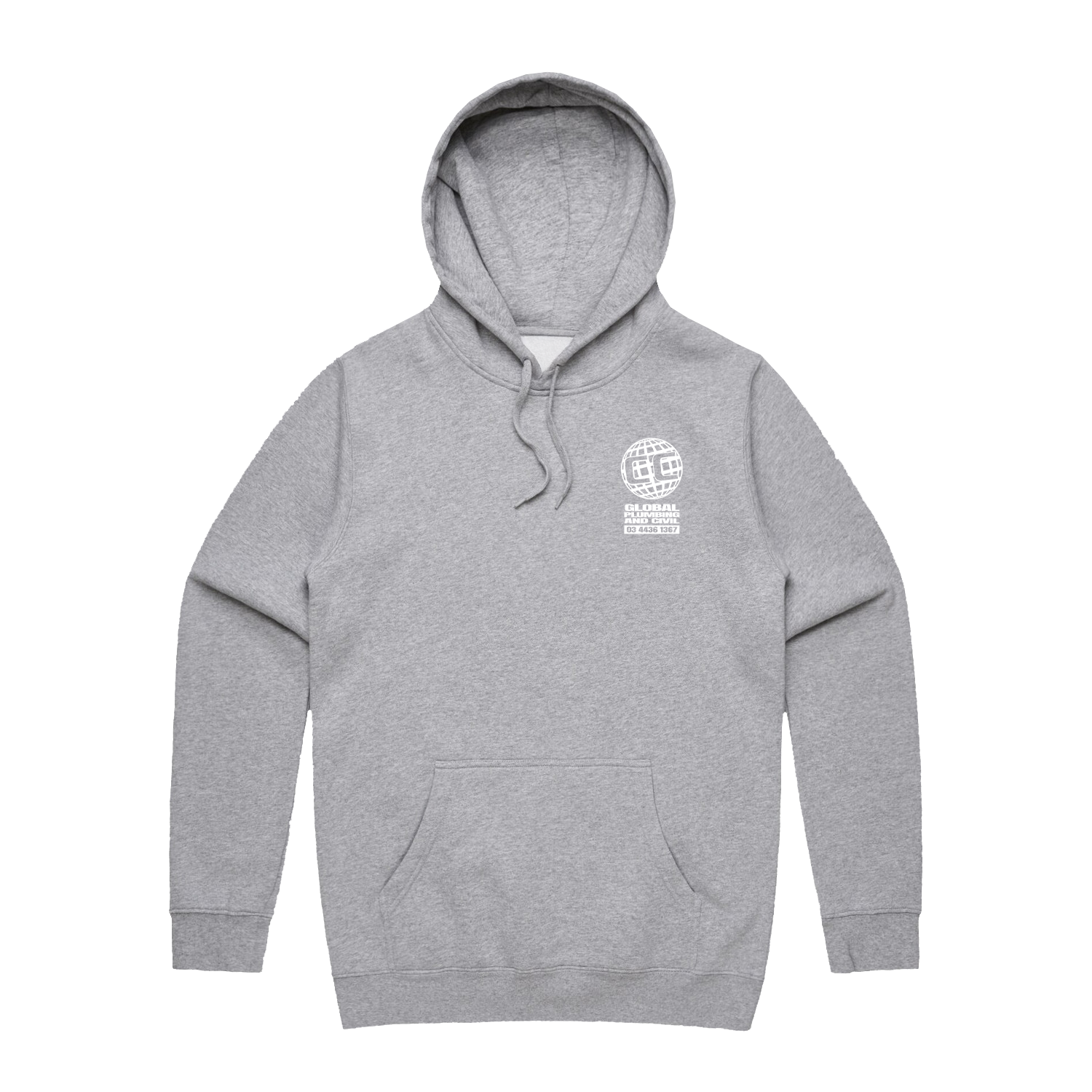 GLOBAL LOGO STENCIL GREY HOOD | CC GLOBAL PLUMBING