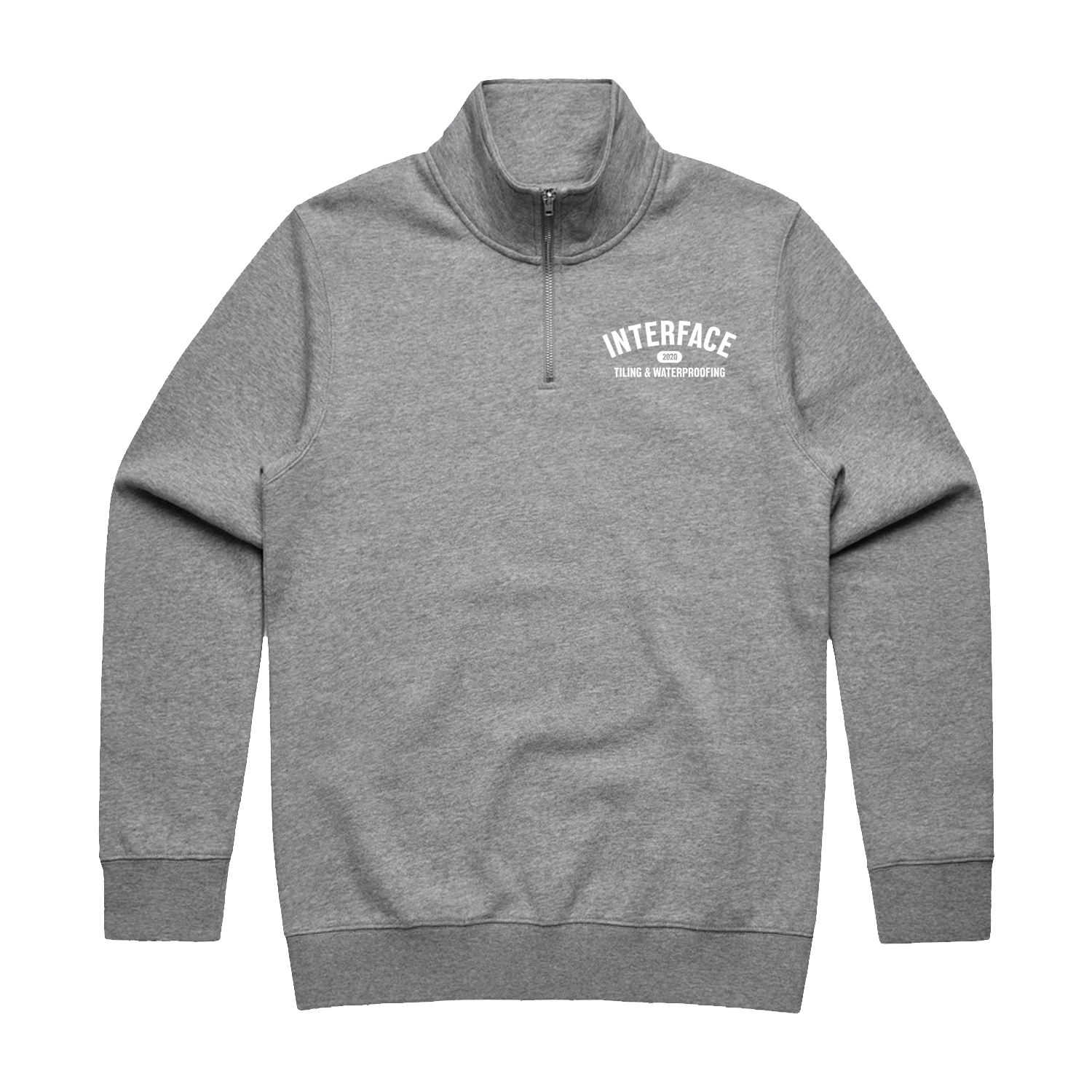 INTERFACE TILING GARAGE PRINT ATHLETIC HEATHER STENCIL HALF ZIP CREW | INTERFACE TILING