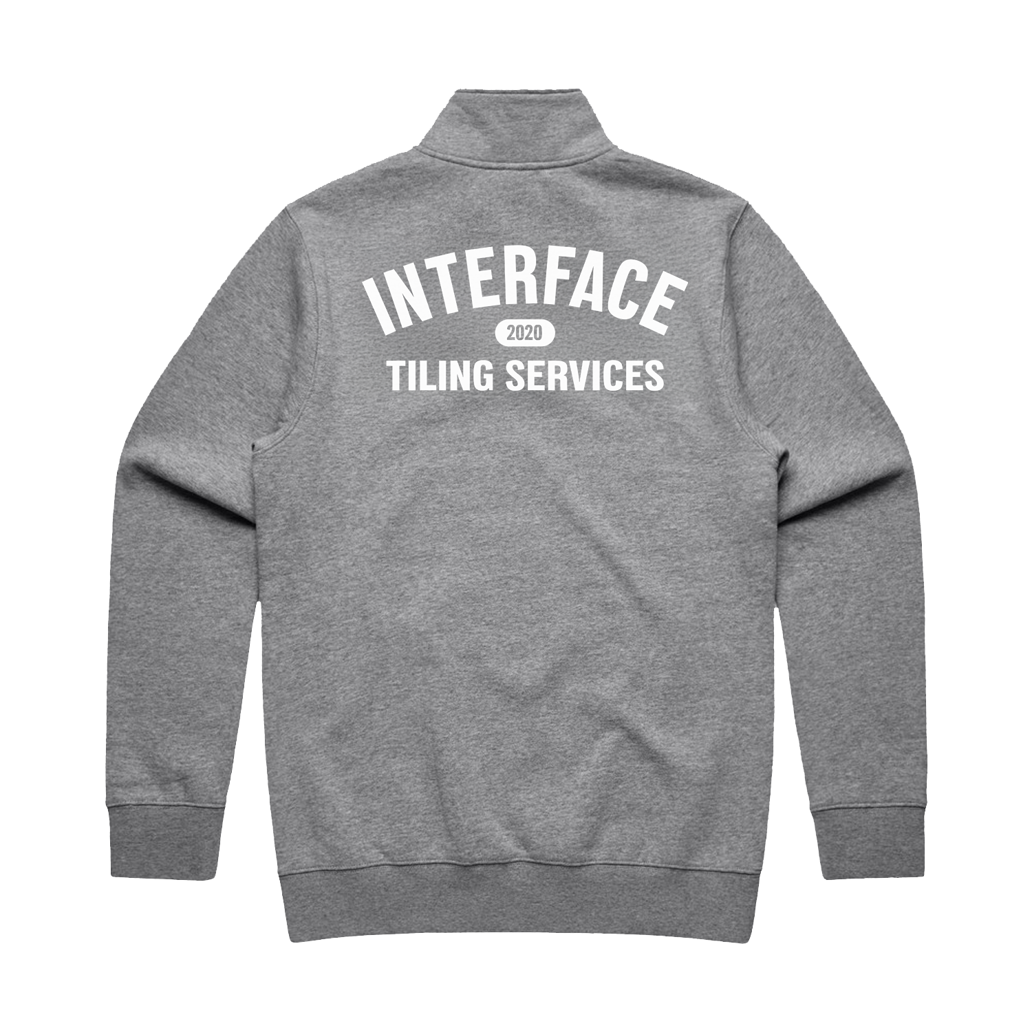 INTERFACE TILING GARAGE PRINT ATHLETIC HEATHER STENCIL HALF ZIP CREW | INTERFACE TILING