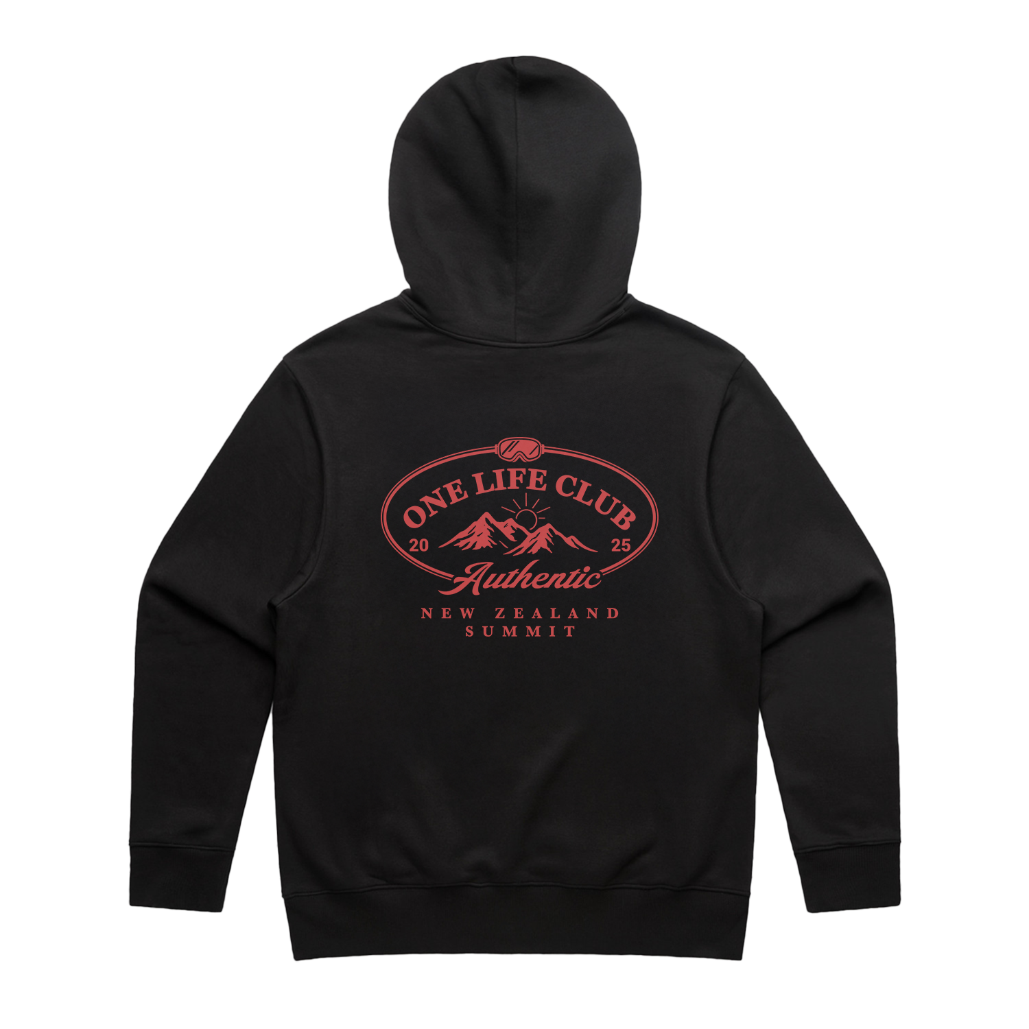 OLC NEW ZEALAND SUMMIT 2025 HEAVY BLACK HOOD | ONE LIFE CLUB