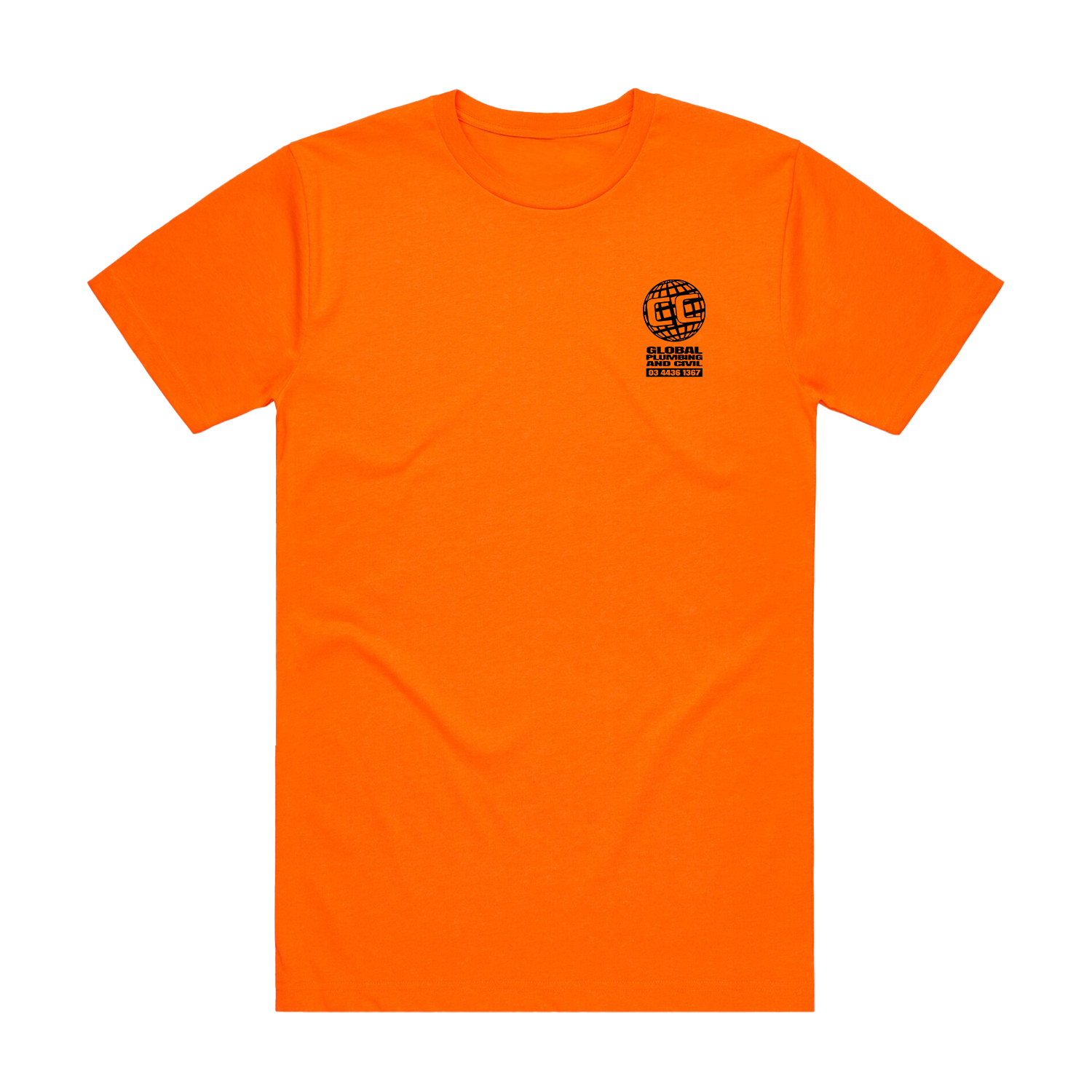 GLOBAL LOGO SAFETY TEE ORANGE | CC GLOBAL PLUMBING