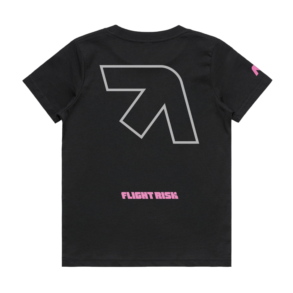 FLIGHT RISK PINK LOGO KIDS STAPLE BLACK TEE | FLIGHT RISK