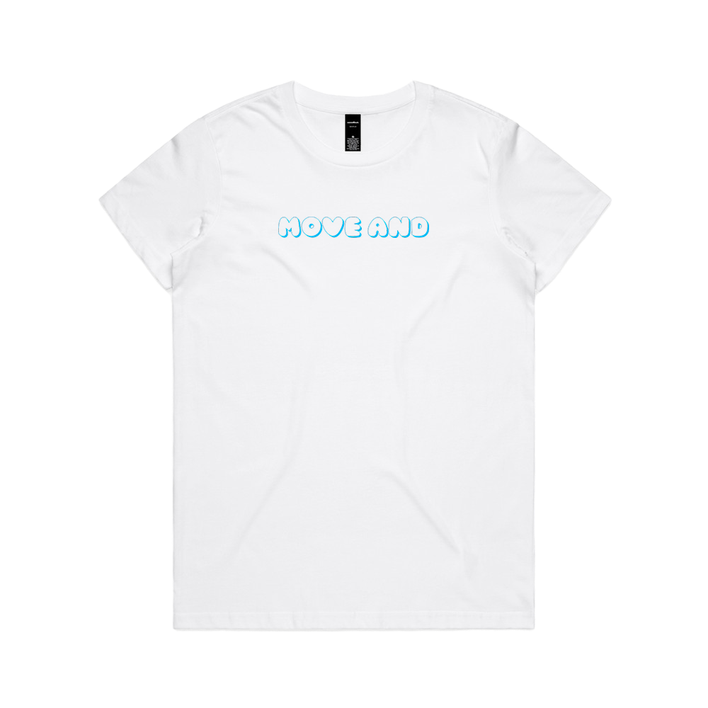 MOVE AND THRIVER LOGO WOMENS MAPLE WHITE TEE | MOVE&