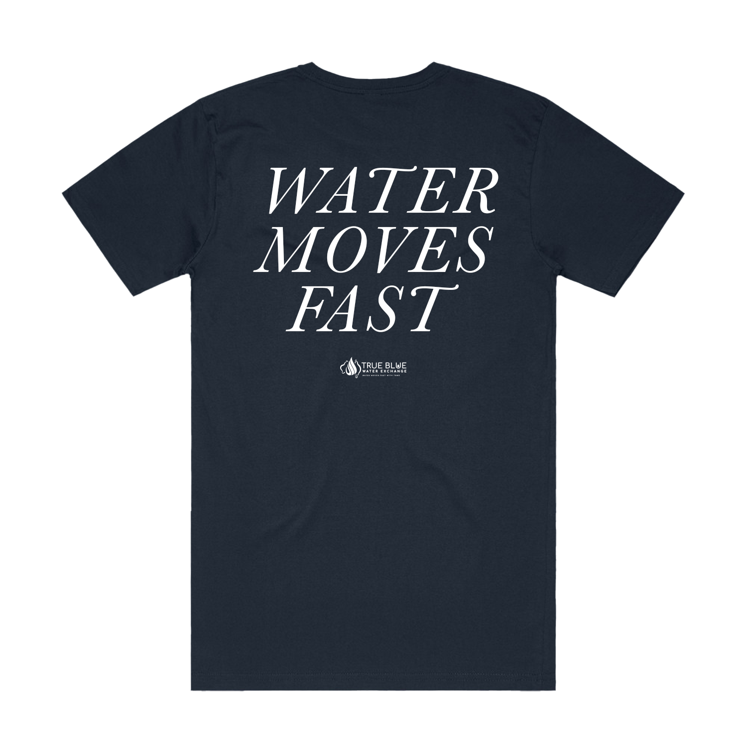 TRUE BLUE LOGO NAVY BLOCK TEE | TRUE BLUE WATER