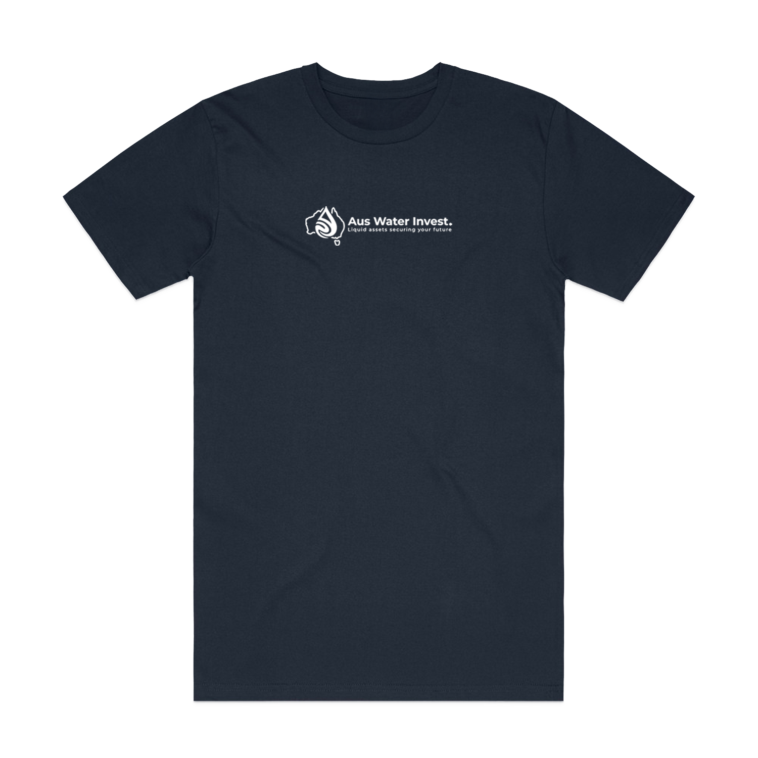 AUS WATER LOGO NAVY BLOCK TEE | AUS WATER INVEST