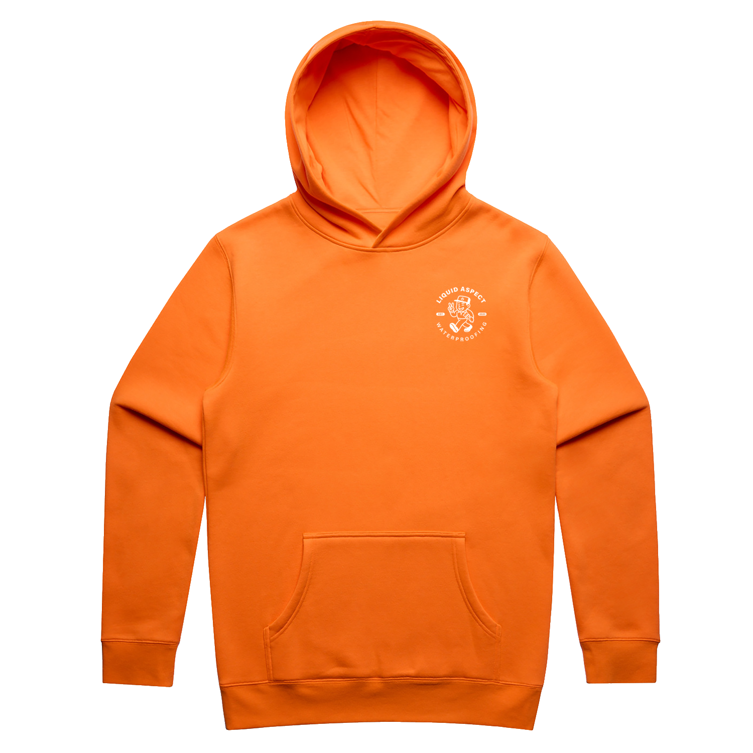 LIQUID ASPECT WATERPROOFING ARCH PRINT ORANGE STENCIL SAFETY HOODIE | LIQUID ASPECT WATERPROOFING