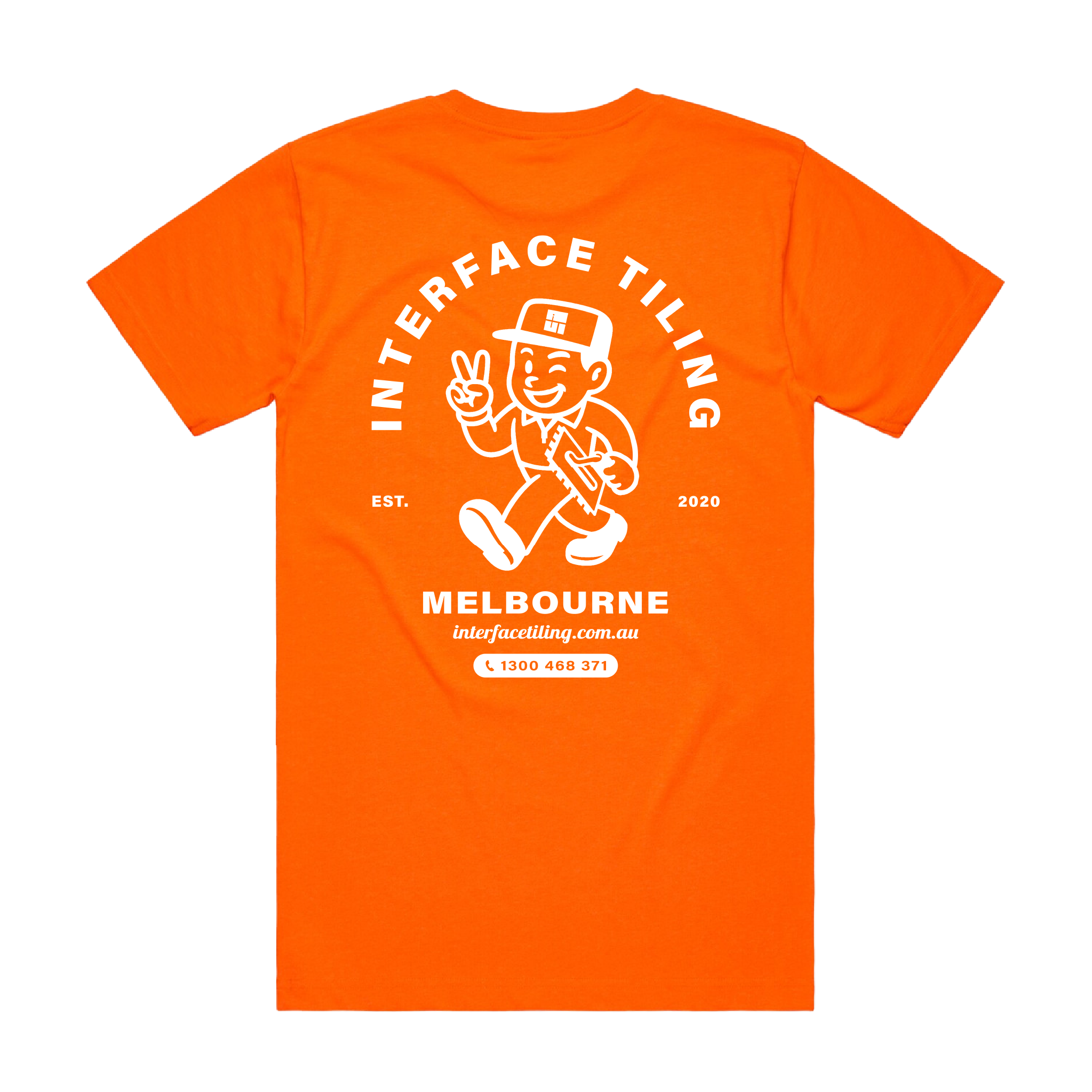 INTERFACE TILING ARCH PRINT HI-VIS ORANGE SAFETY BLOCK TEE  | INTERFACE TILING