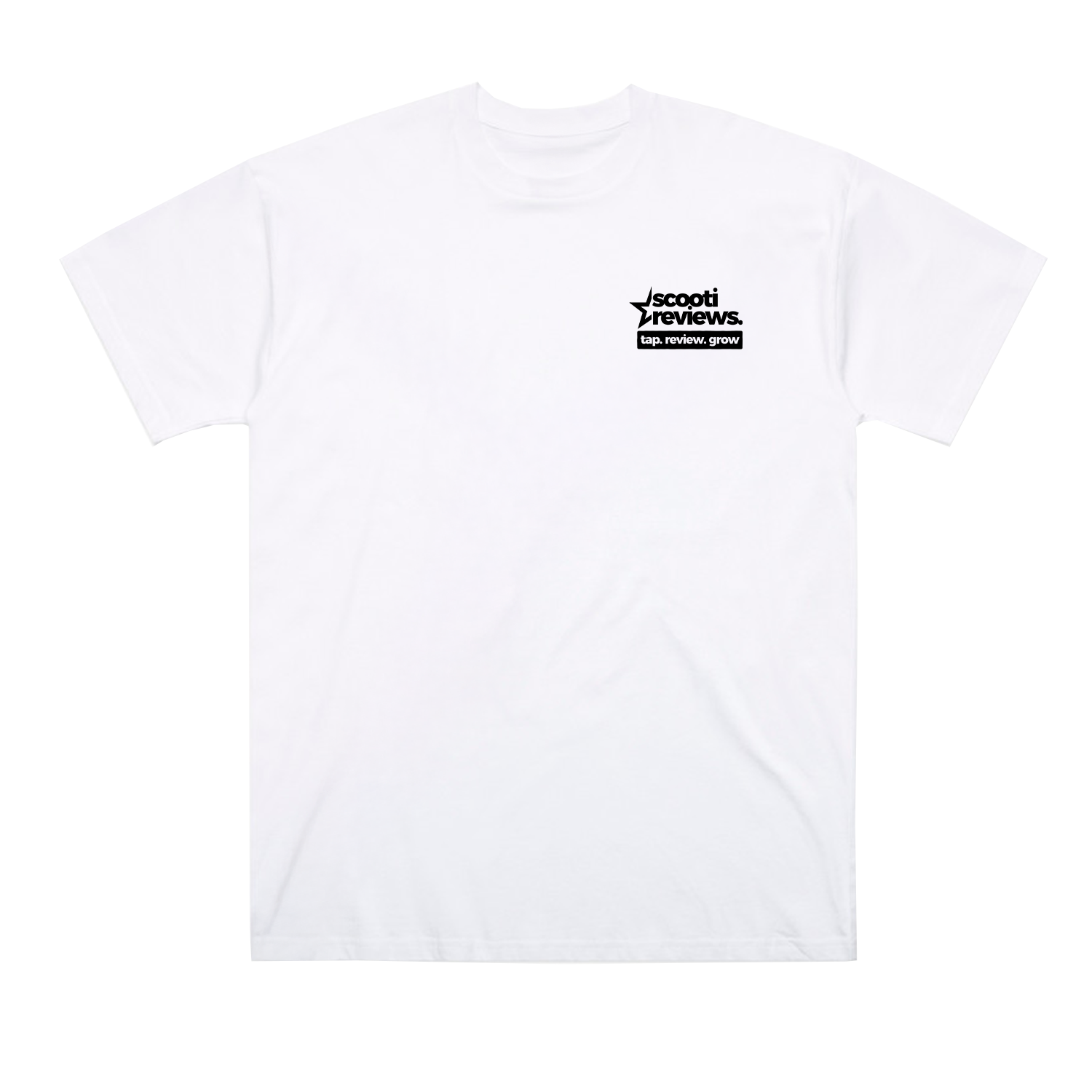 SCOOTI REVIEWS LOGO CLASSIC OVERSIZED WHITE TEE | SCOOTI REVIEWS