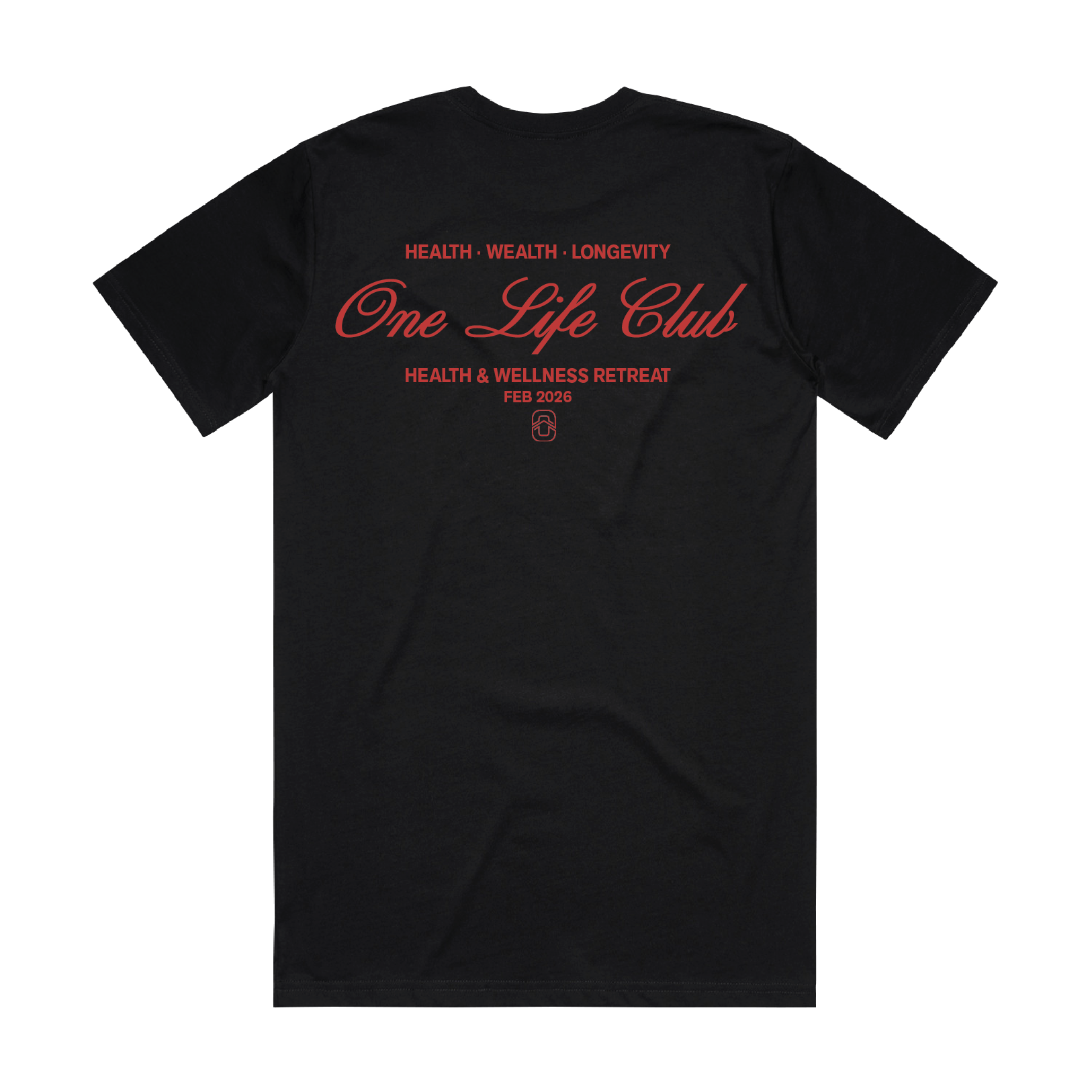 ONE LIFE CLUB HEALTH & WELLNESS MEN CLASSIC BLACK TEE | ONE LIFE CLUB