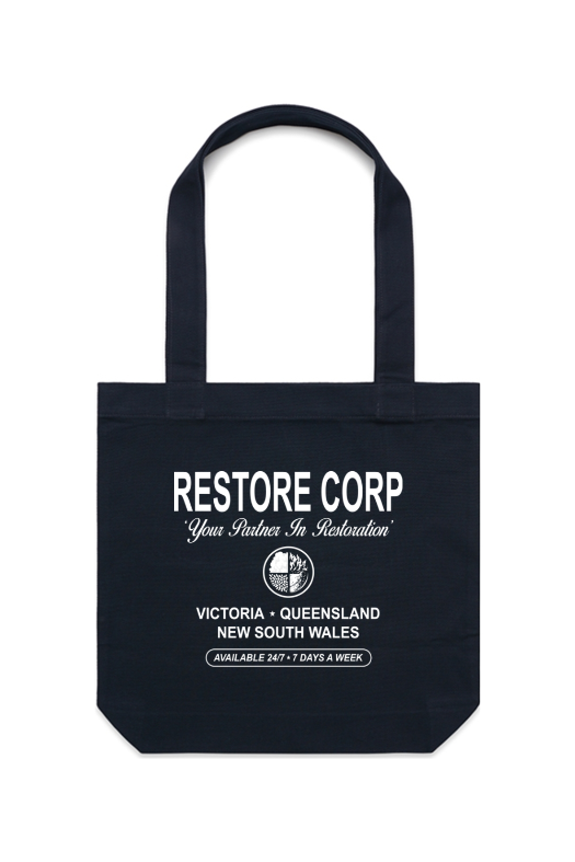 RESTORE CORP LOGO NAVY CARRIE TOTE | RESTORE CORP