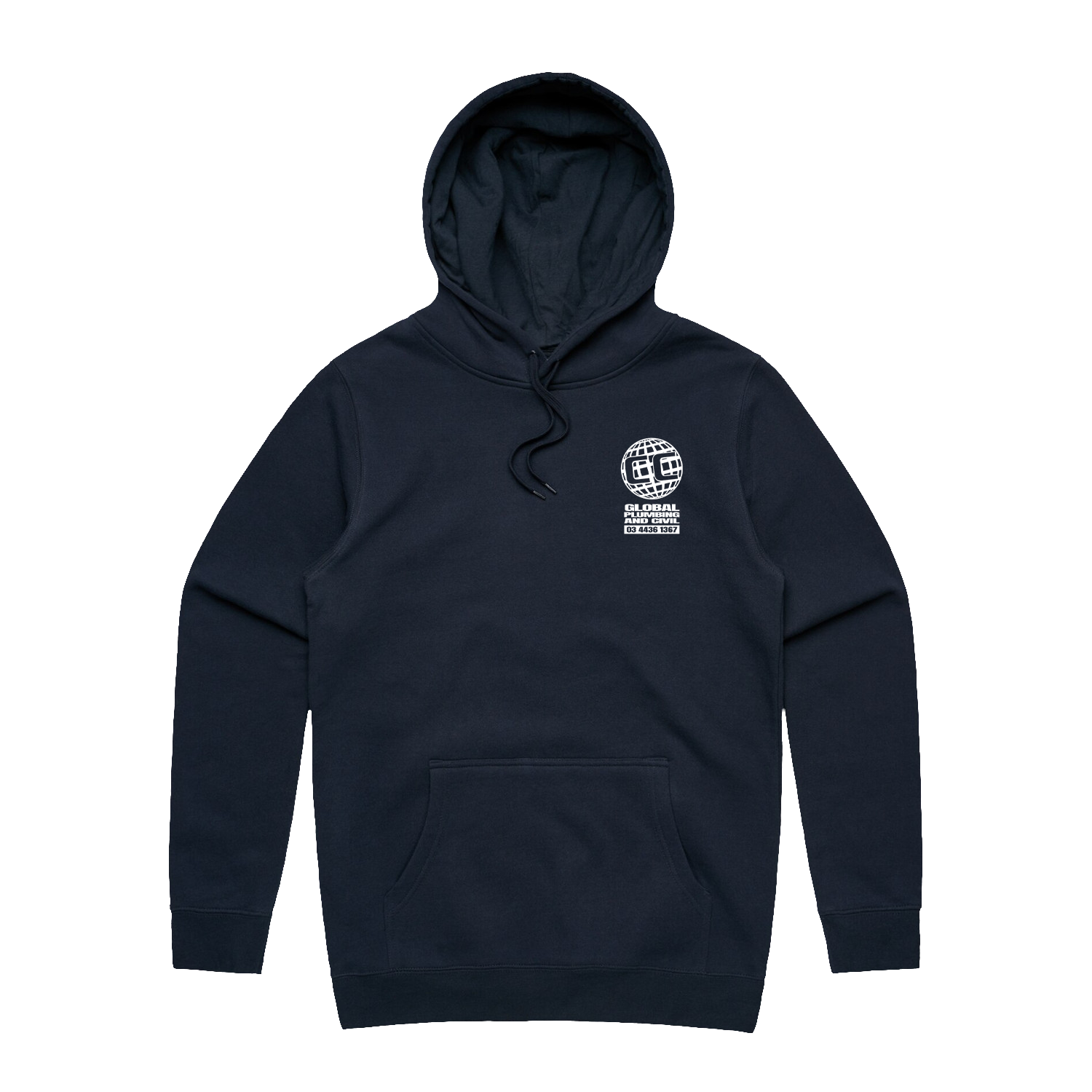 GLOBAL LOGO STENCIL NAVY HOOD | CC GLOBAL PLUMBING
