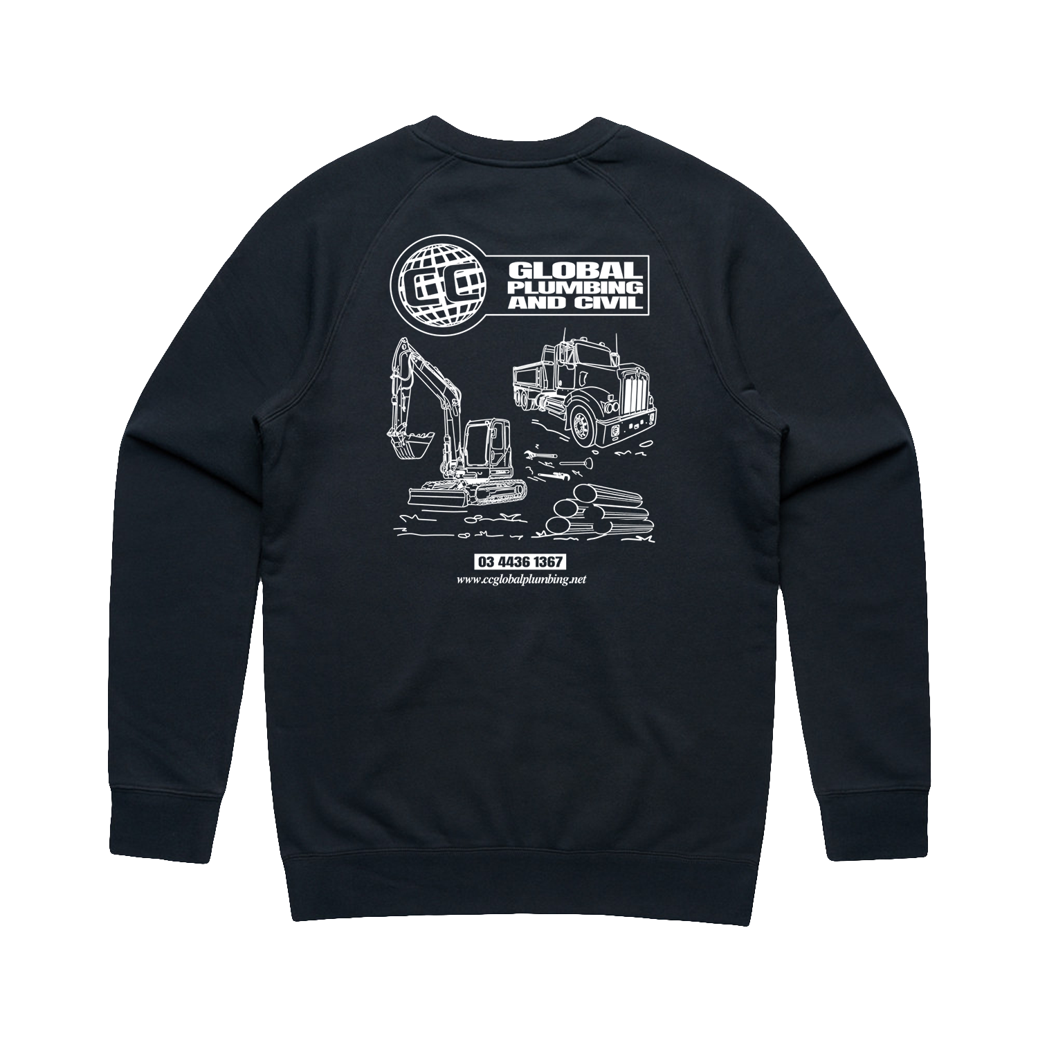 GLOBAL LOGO NAVY CREWNECK | CC GLOBAL PLUMBING