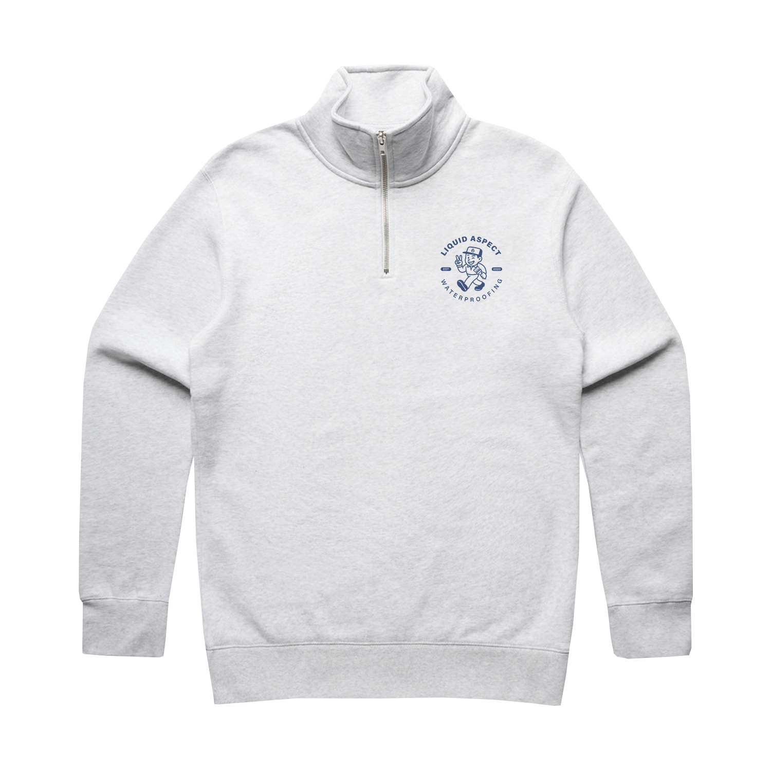 LIQUID ASPECT WATERPROOFING CHARACTER ARCH ZIP WHITE HEATHER STENCIL HALF ZIP CREW | LIQUID ASPECT WATERPROOFING