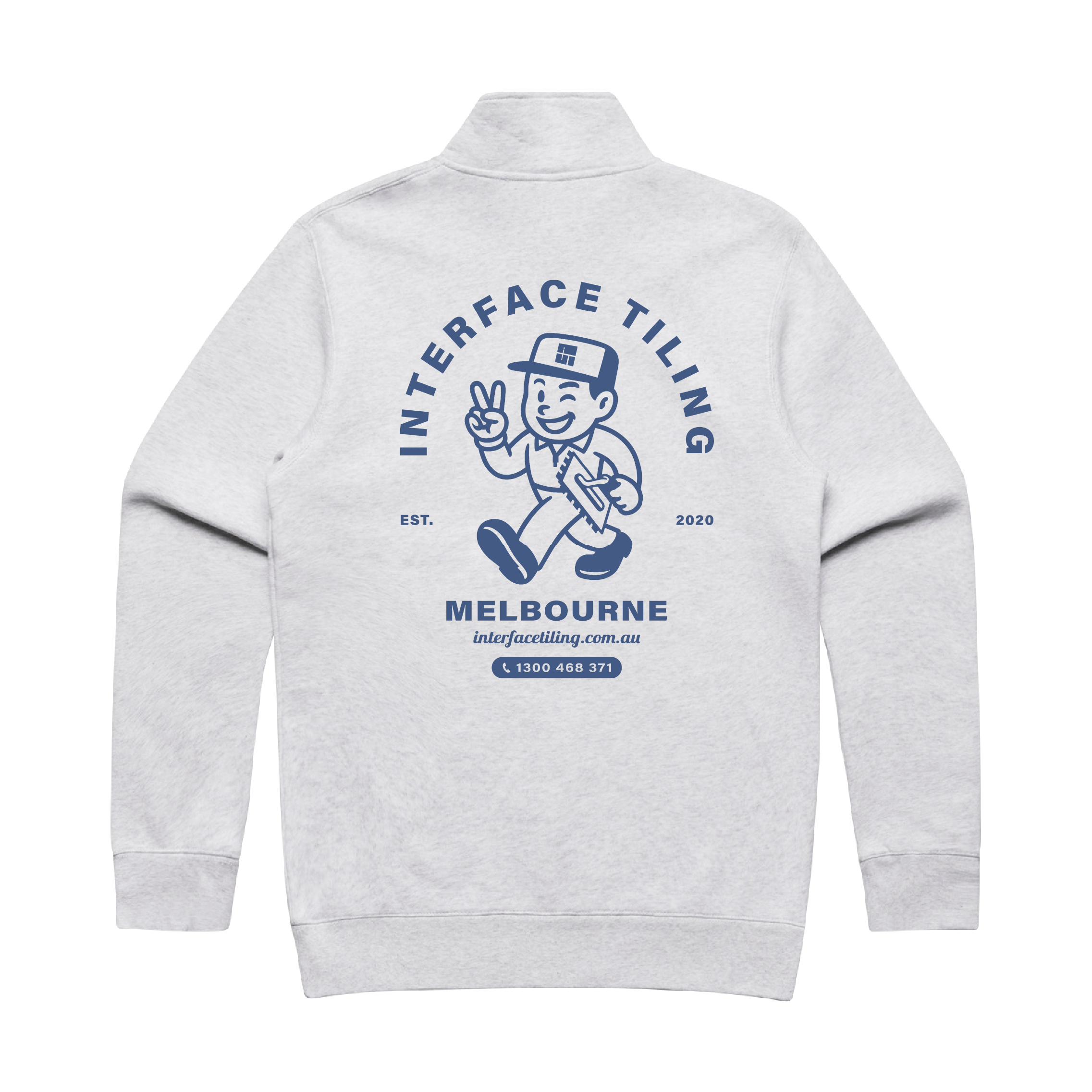 INTERFACE TILING CHARACTER ARCH ZIP WHITE MARLE STENCIL HALF ZIP CREW | INTERFACE TILING