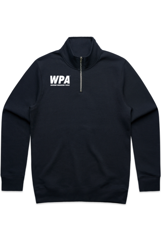 WPA LOGO STENCIL HALF ZIP NAVY CREW | WPA