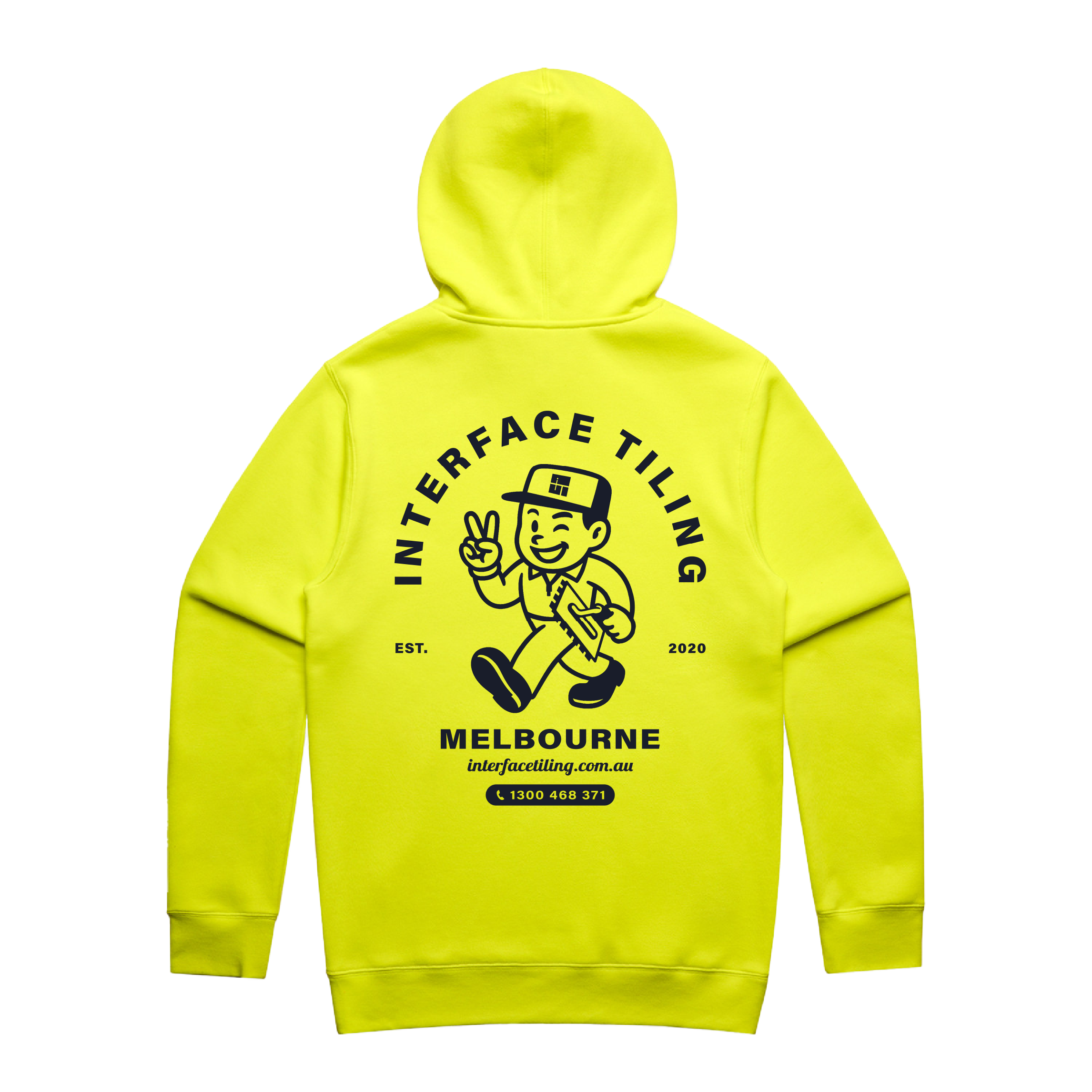 INTERFACE TILING ARCH PRINT YELLOW STENCIL SAFETY HOODIE | INTERFACE TILING