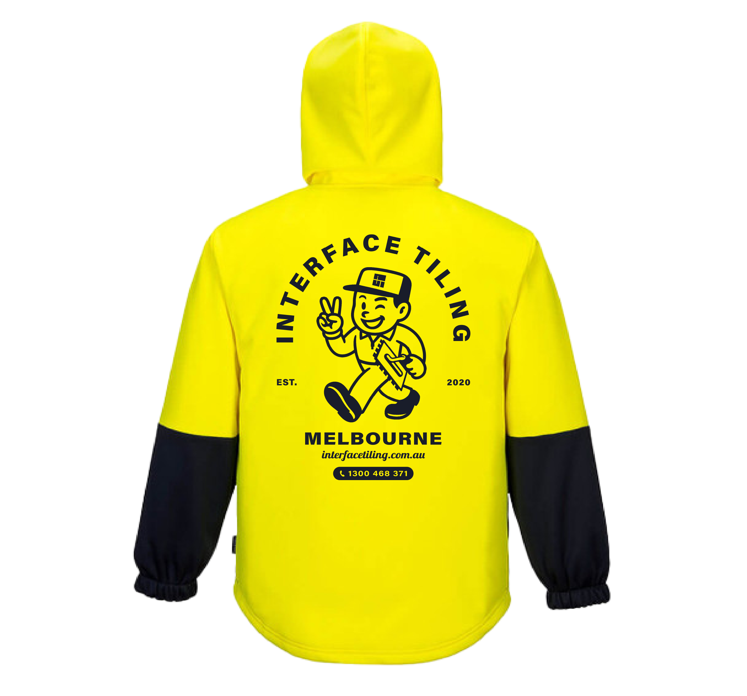 INTERFACE TILING ARCH PRINT HI-VIS WORKWEAR WATER REPELLENT YELLOW CLASS D HOODIE | INTERFACE TILING