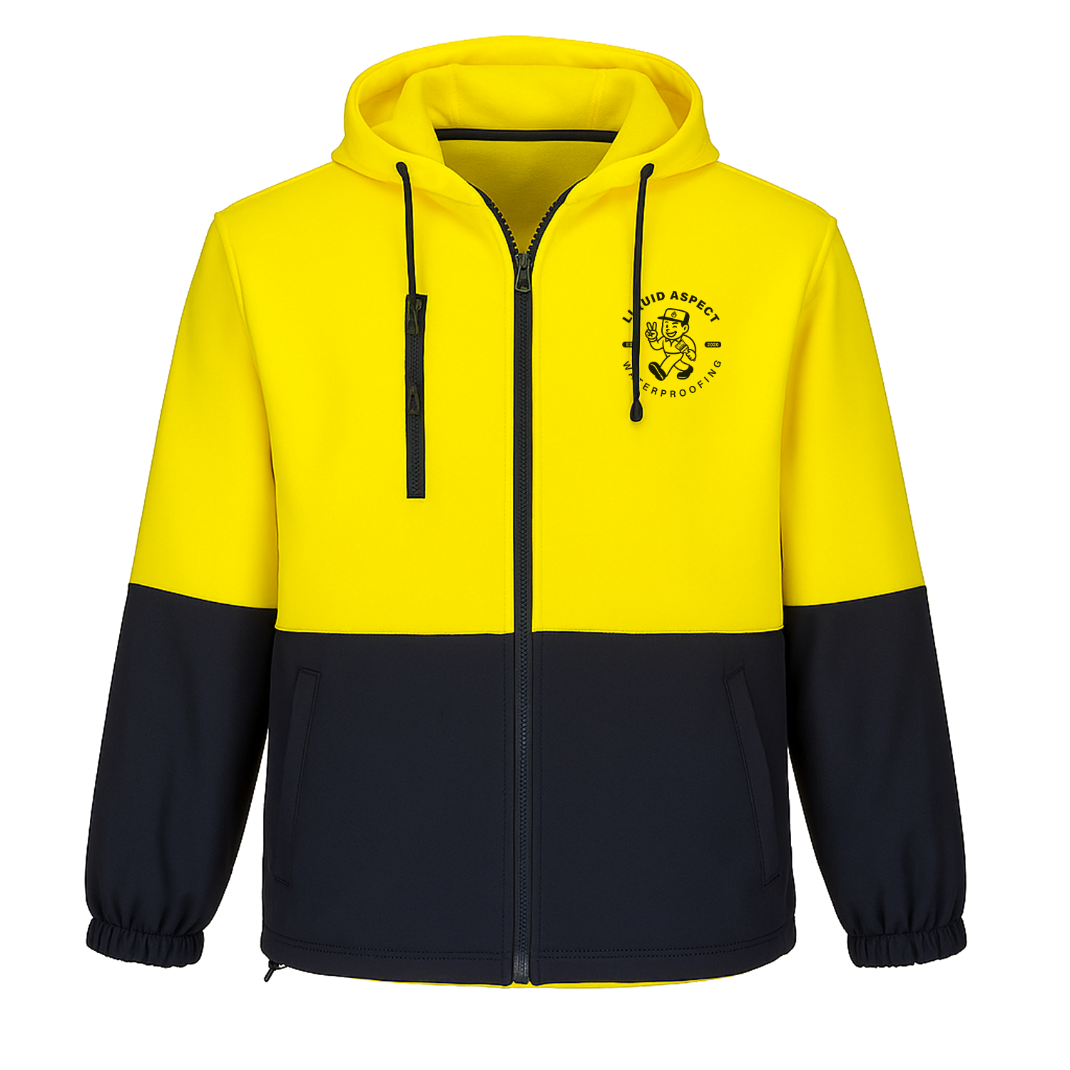 LIQUID ASPECT WATERPROOFING ARCH PRINT HI-VIS WORKWEAR WATER REPELLENT YELLOW CLASS D HOODIE | LIQUID ASPECT WATERPROOFING