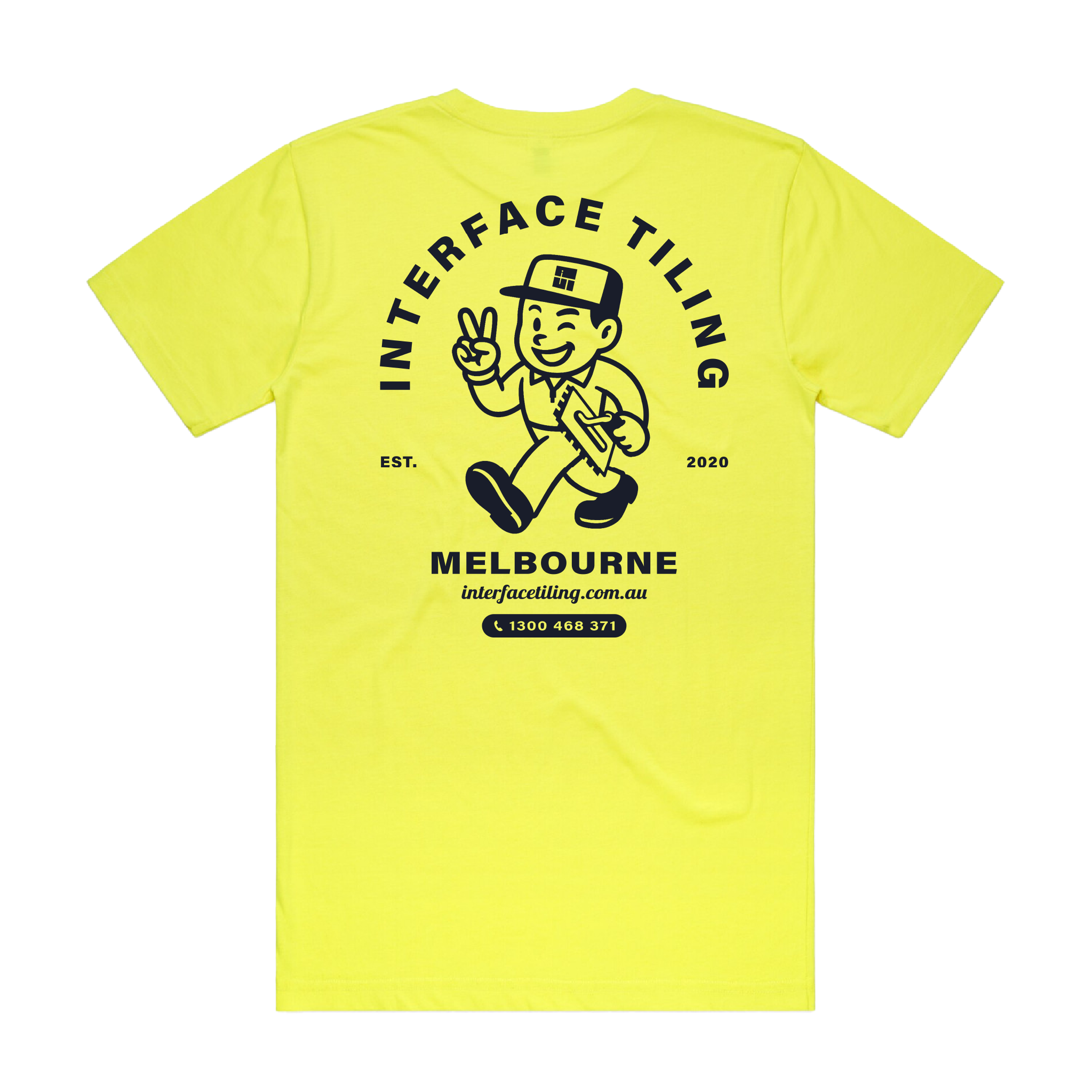 INTERFACE TILING ARCH PRINT HI-VIS YELLOW BLOCK SAFETY TEE  | INTERFACE TILING
