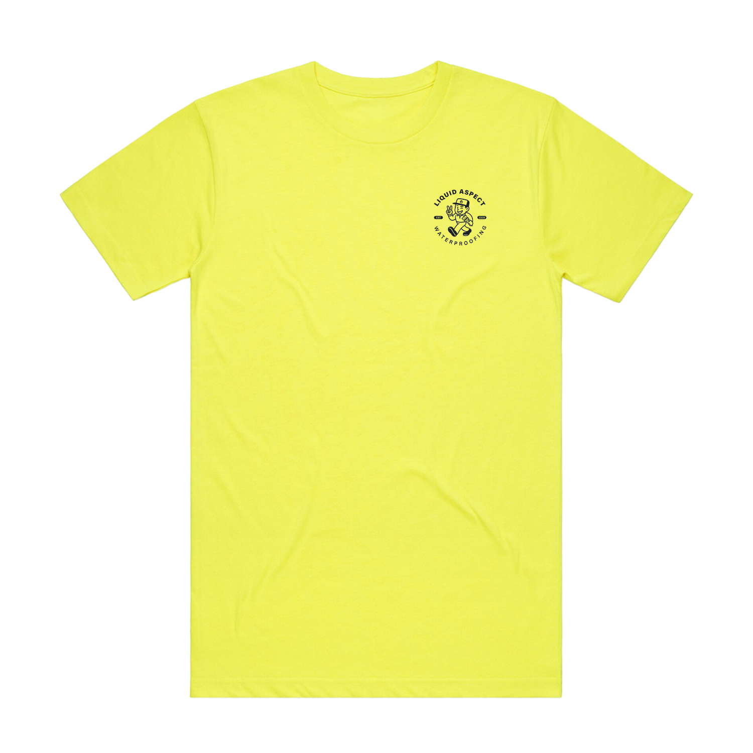 LIQUID ASPECT WATERPROOFING ARCH PRINT HI-VIS YELLOW BLOCK SAFETY TEE  | LIQUID ASPECT WATERPROOFING